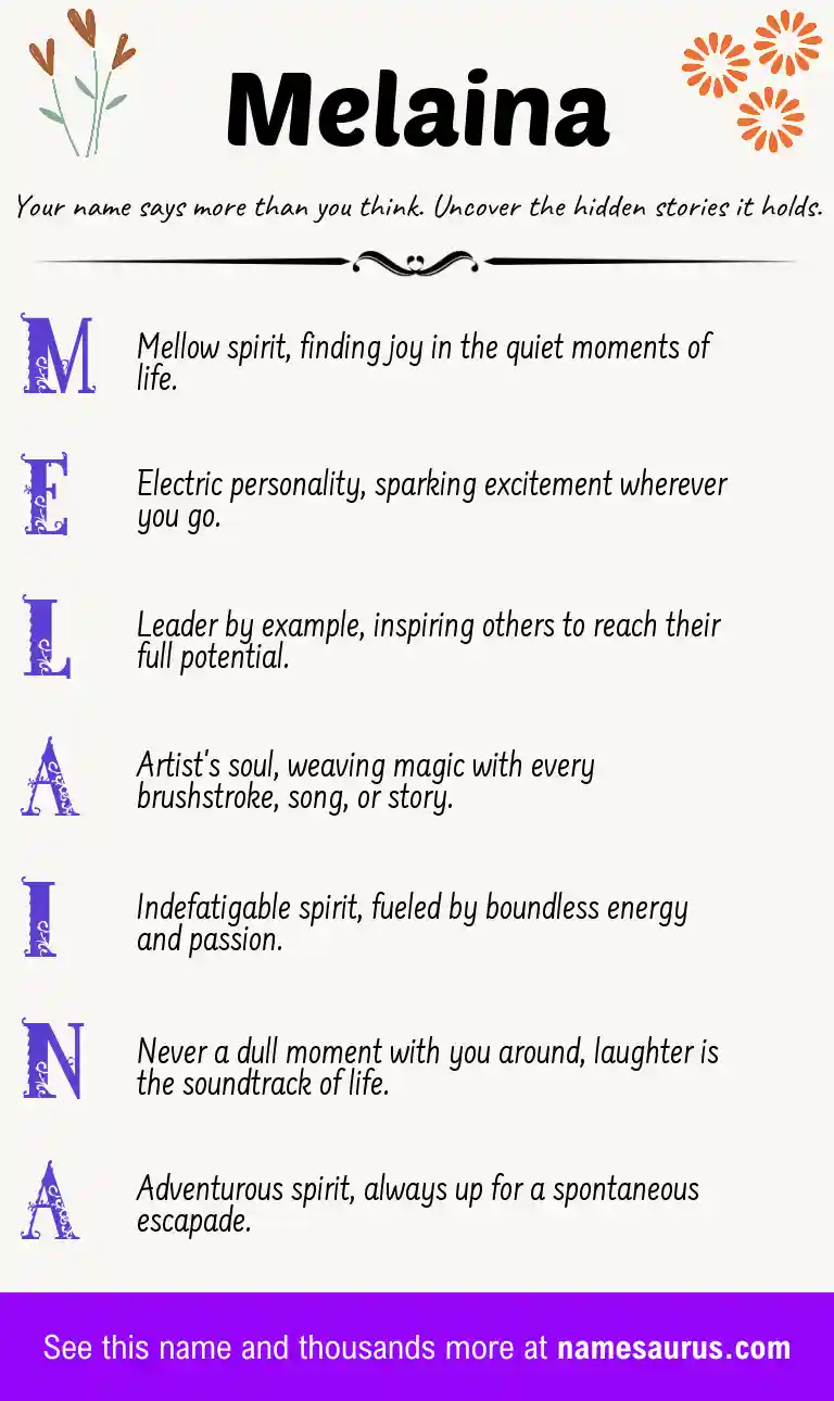 Acrostic poem about Melaina.