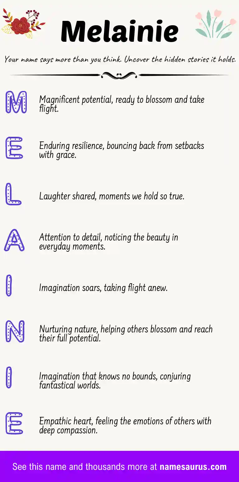 Acrostic poem about Melainie.