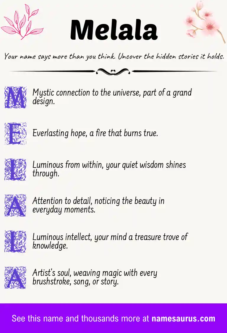 Acrostic poem about Melala.