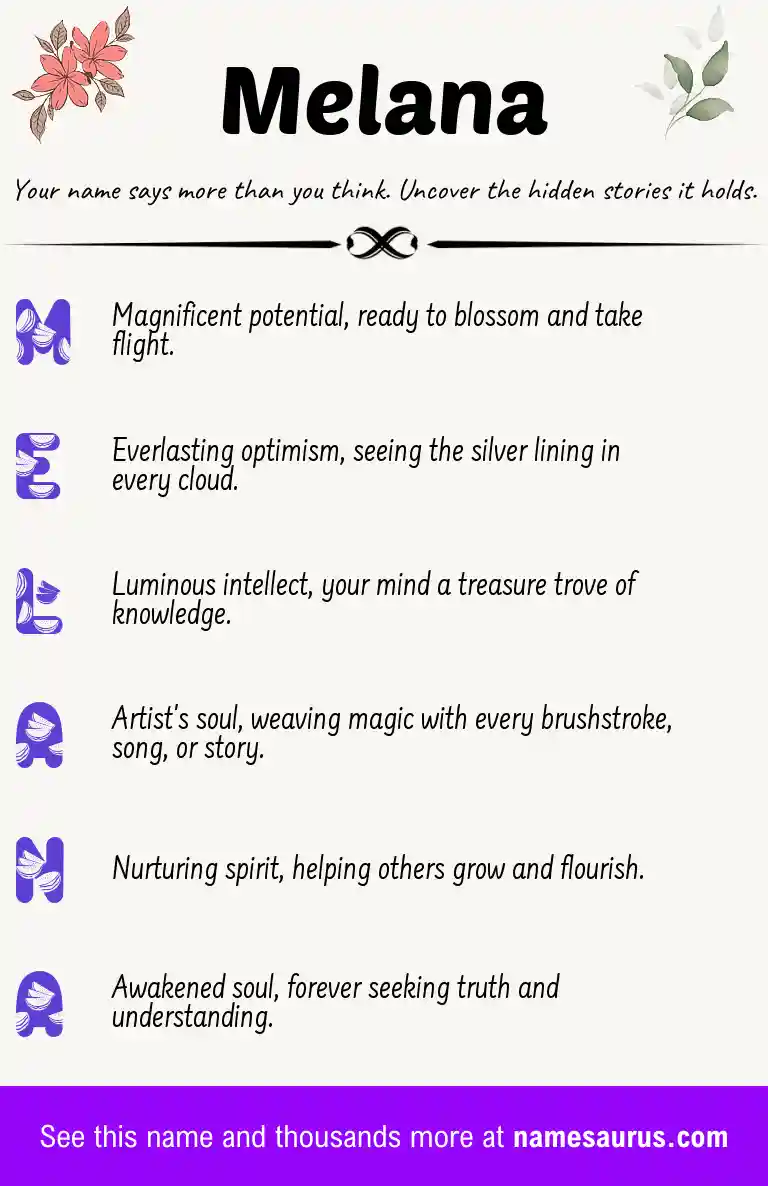 Acrostic poem about Melana.