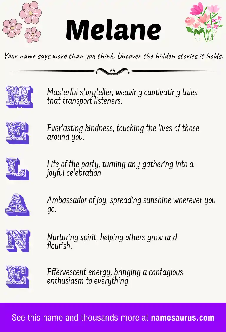 Acrostic poem about Melane.