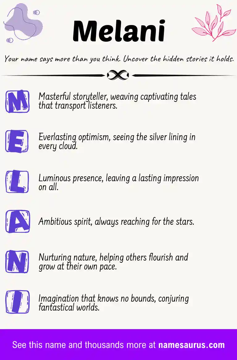 Acrostic poem about Melani.