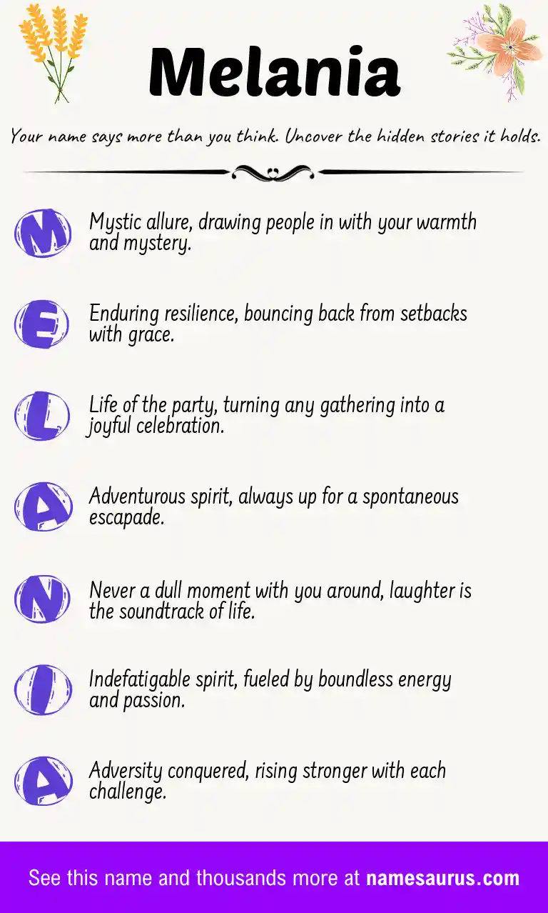 Acrostic poem about Melania.