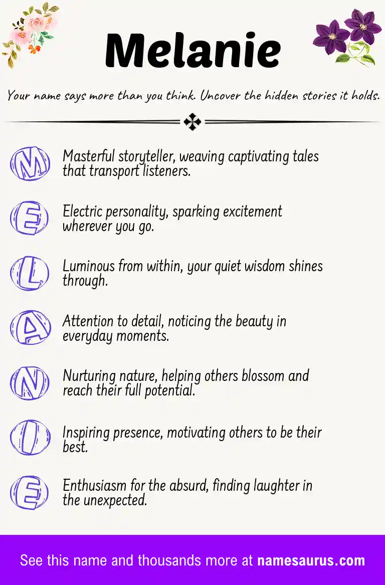 Acrostic poem about Melanie.