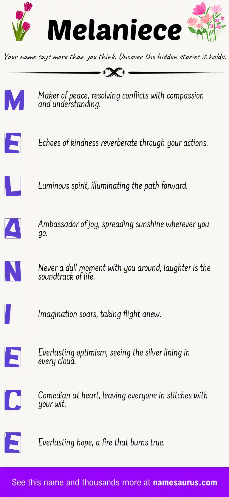 Acrostic poem about Melaniece.