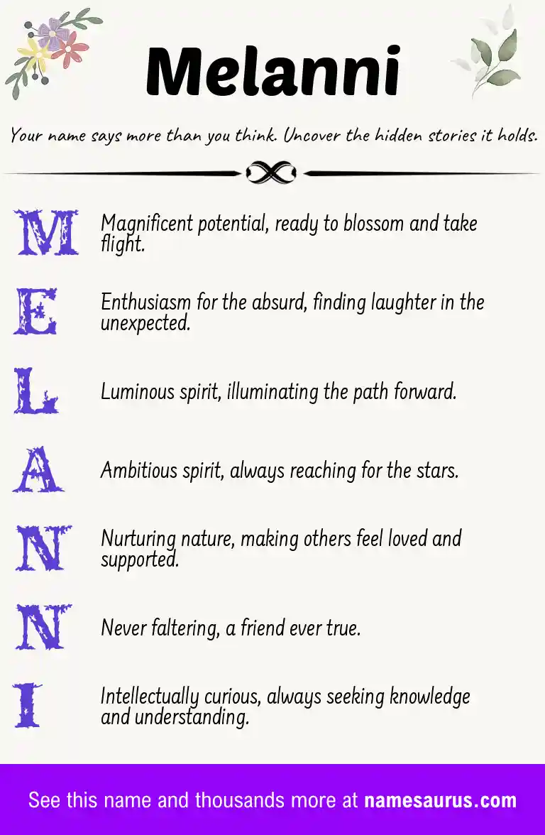 Acrostic poem about Melanni.