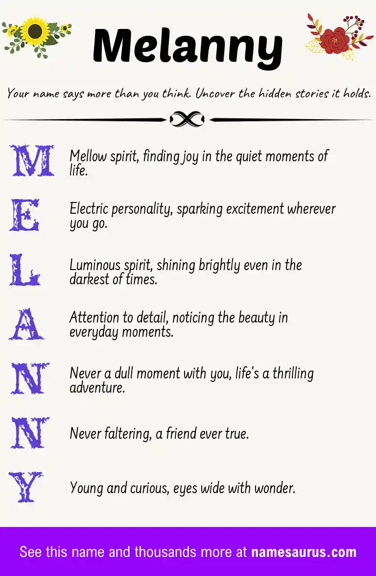 Acrostic poem about Melanny.