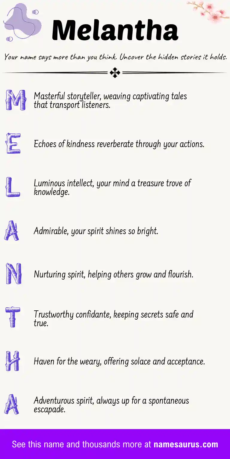Acrostic poem about Melantha.