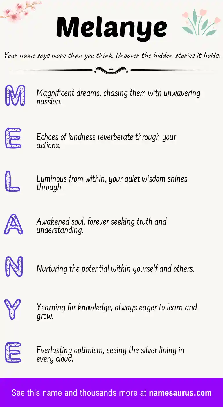 Acrostic poem about Melanye.