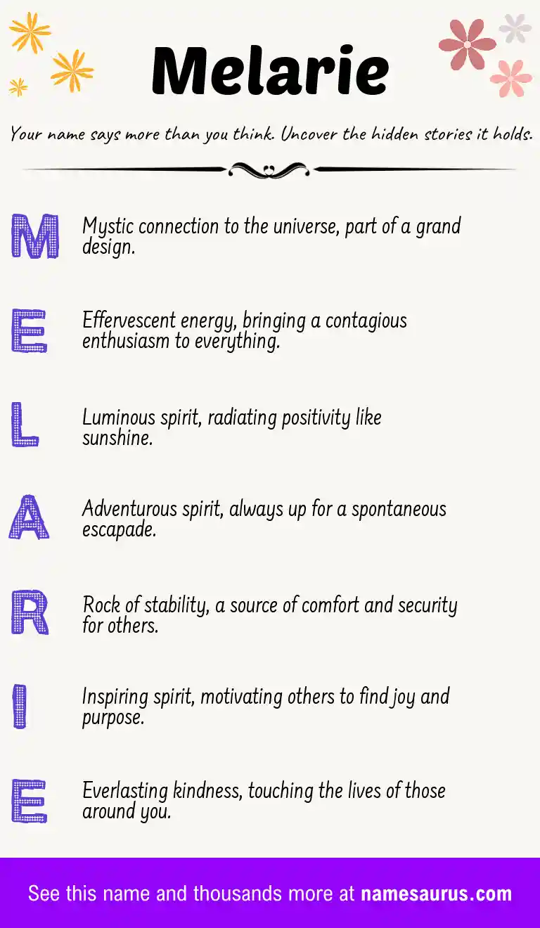 Acrostic poem about Melarie.