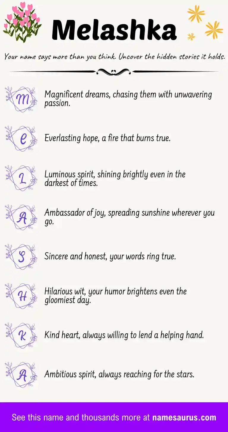 Acrostic poem about Melashka.
