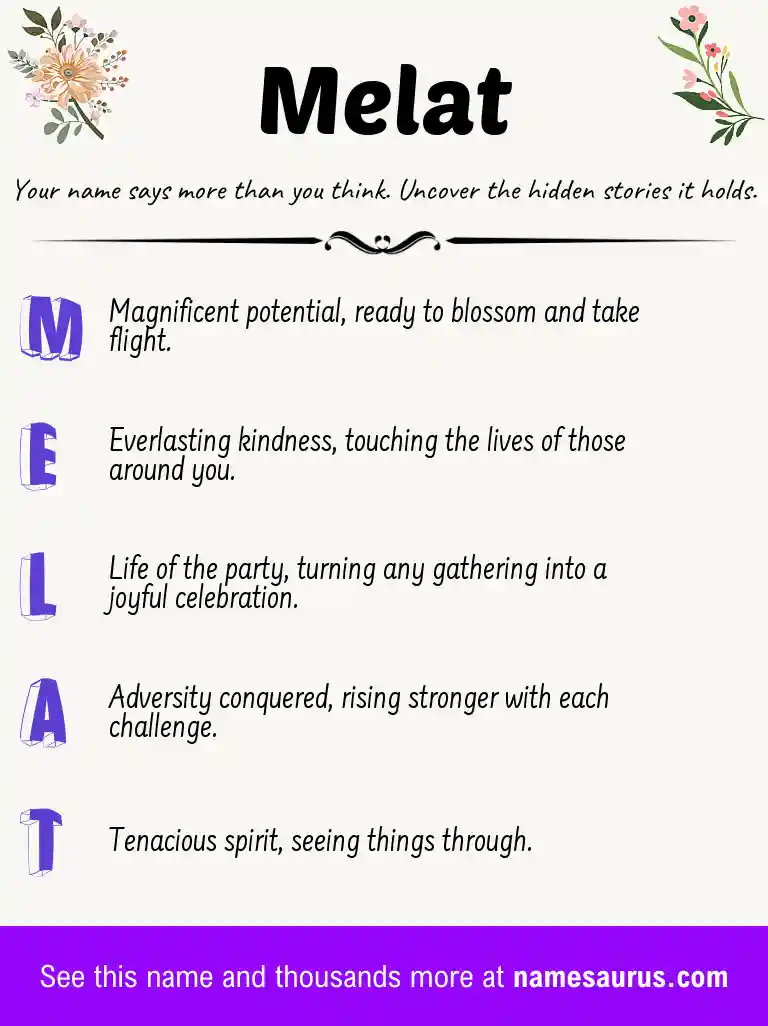 Acrostic poem about Melat.