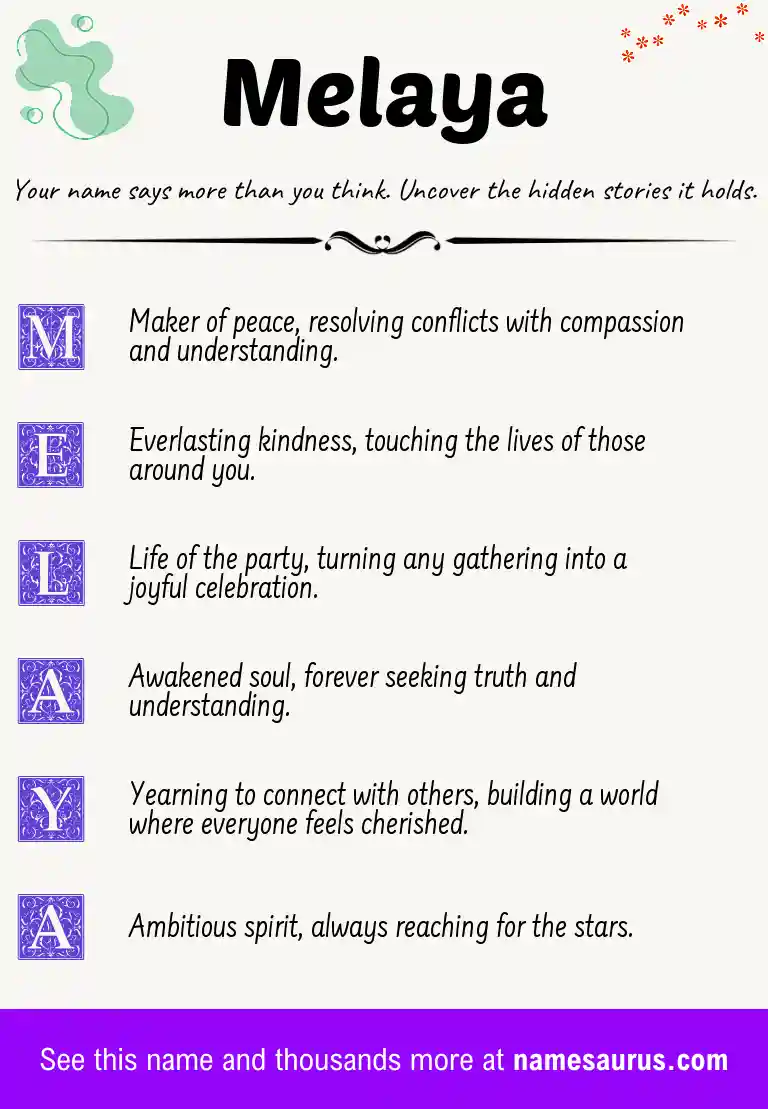 Acrostic poem about Melaya.