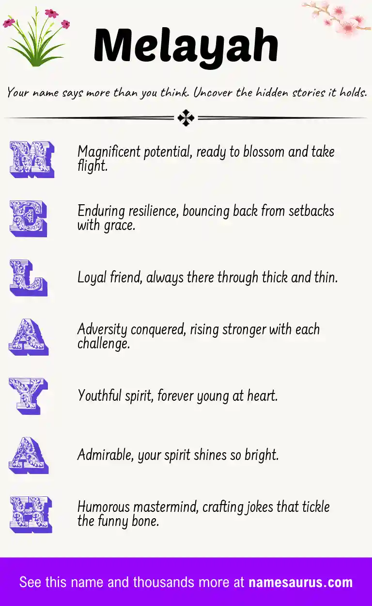 Acrostic poem about Melayah.