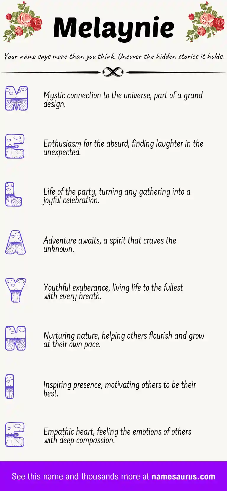 Acrostic poem about Melaynie.