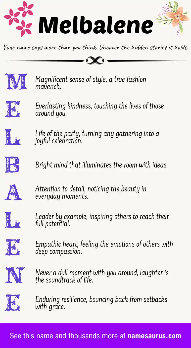 Acrostic poem about Melbalene.