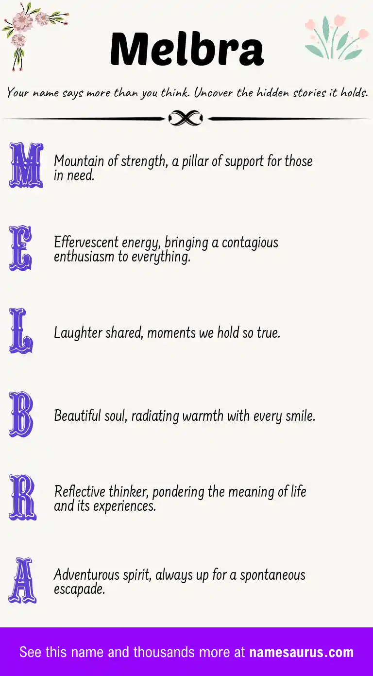 Acrostic poem about Melbra.