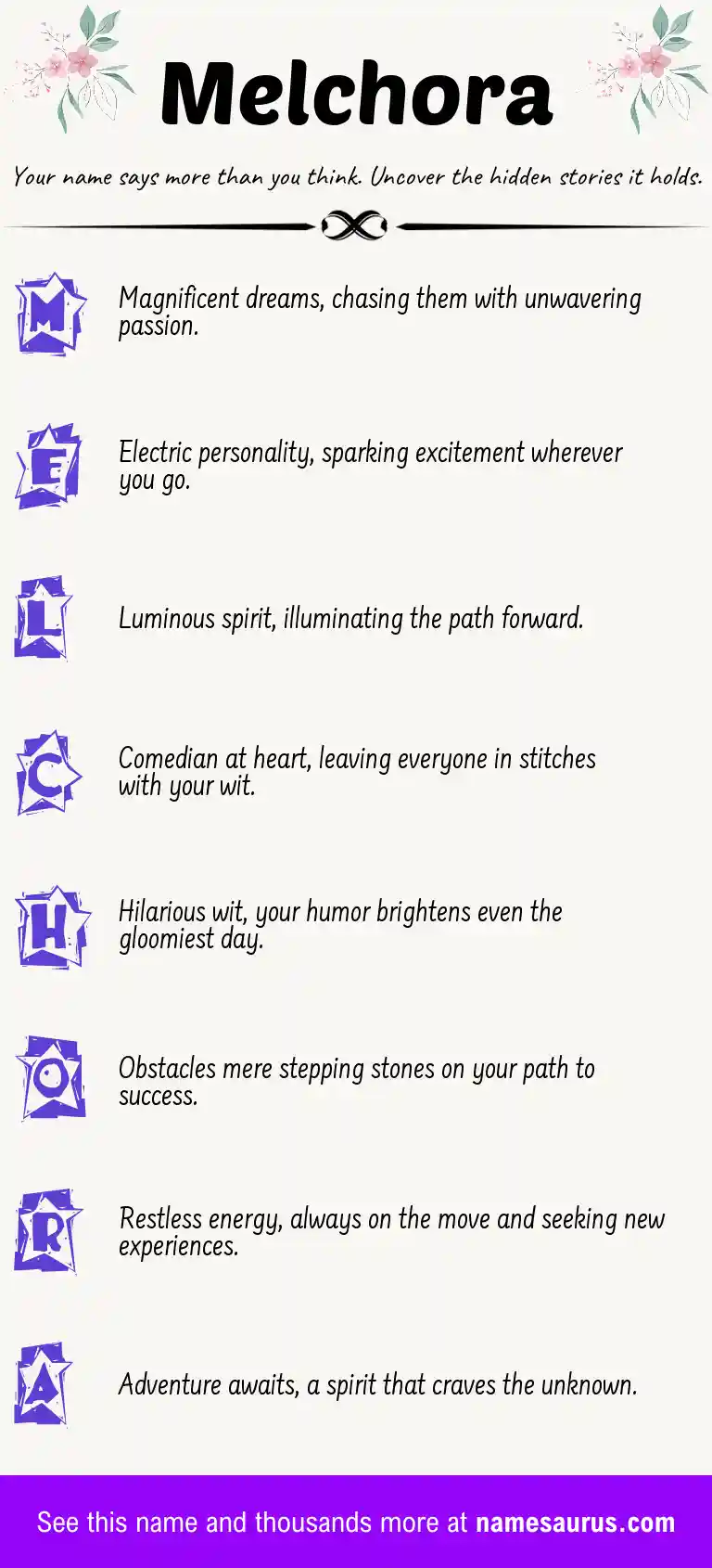 Acrostic poem about Melchora.