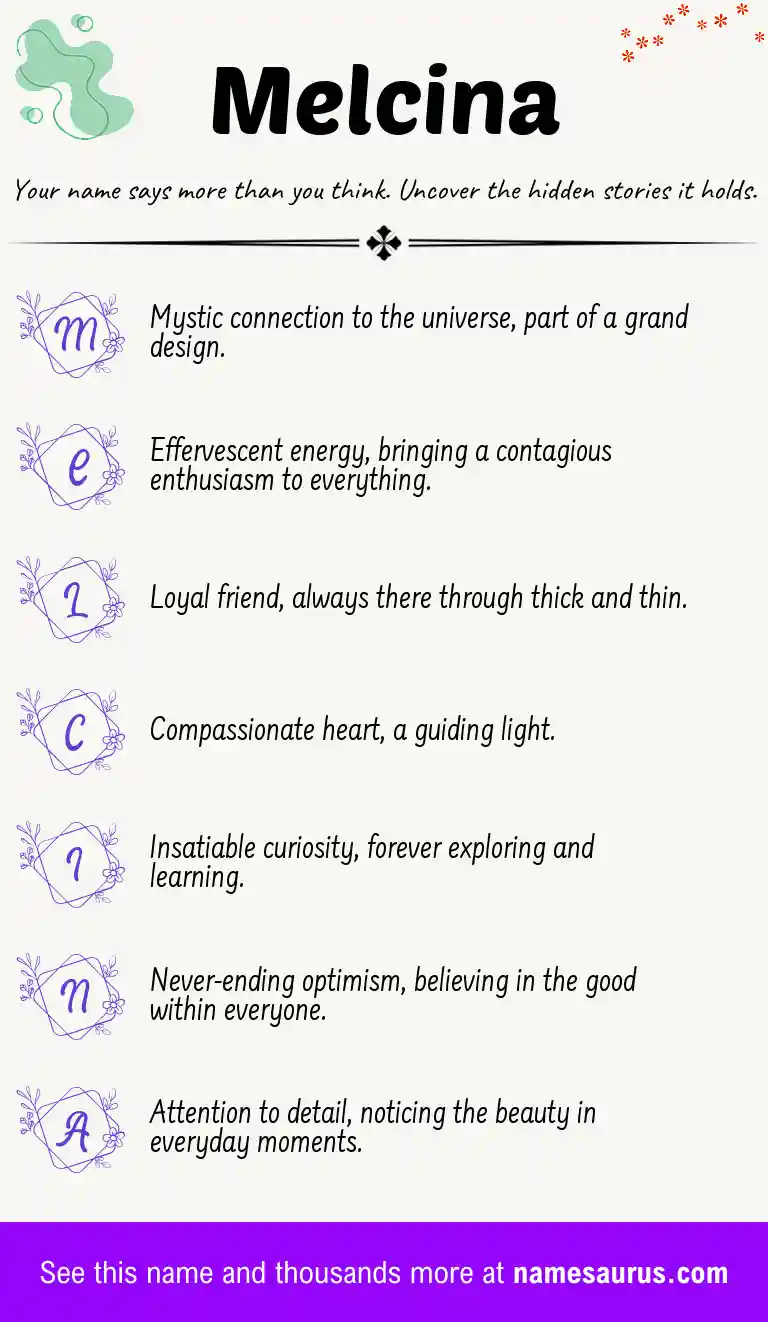 Acrostic poem about Melcina.
