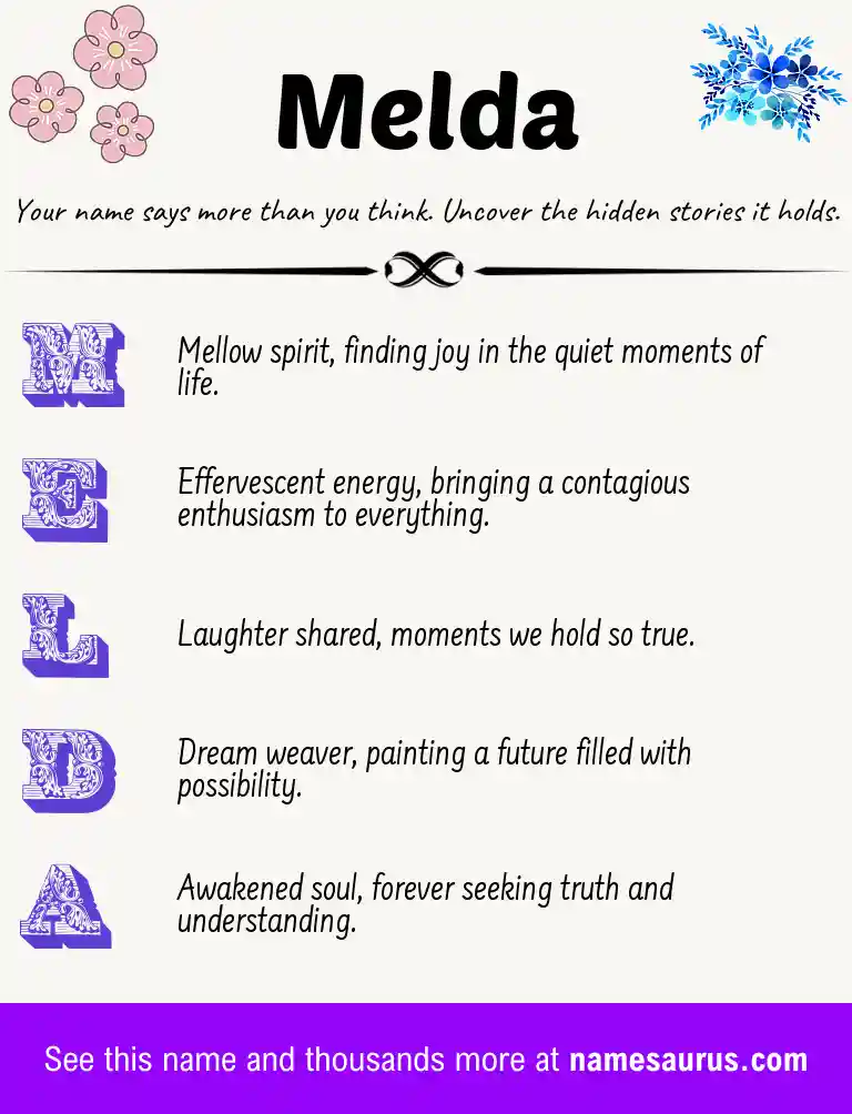 Acrostic poem about Melda.