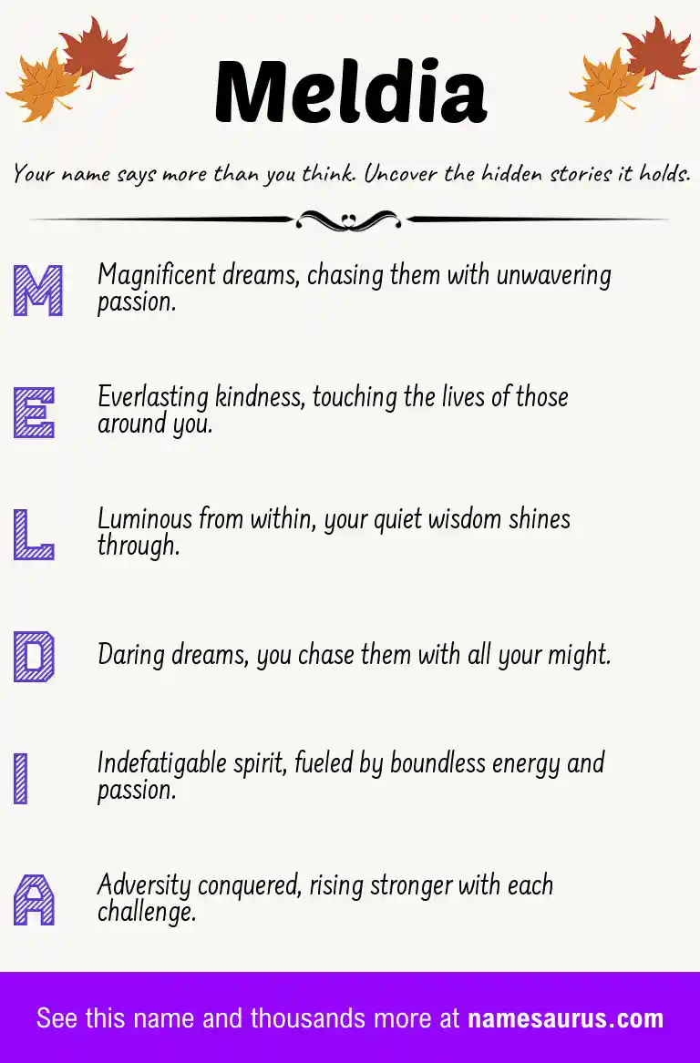 Acrostic poem about Meldia.