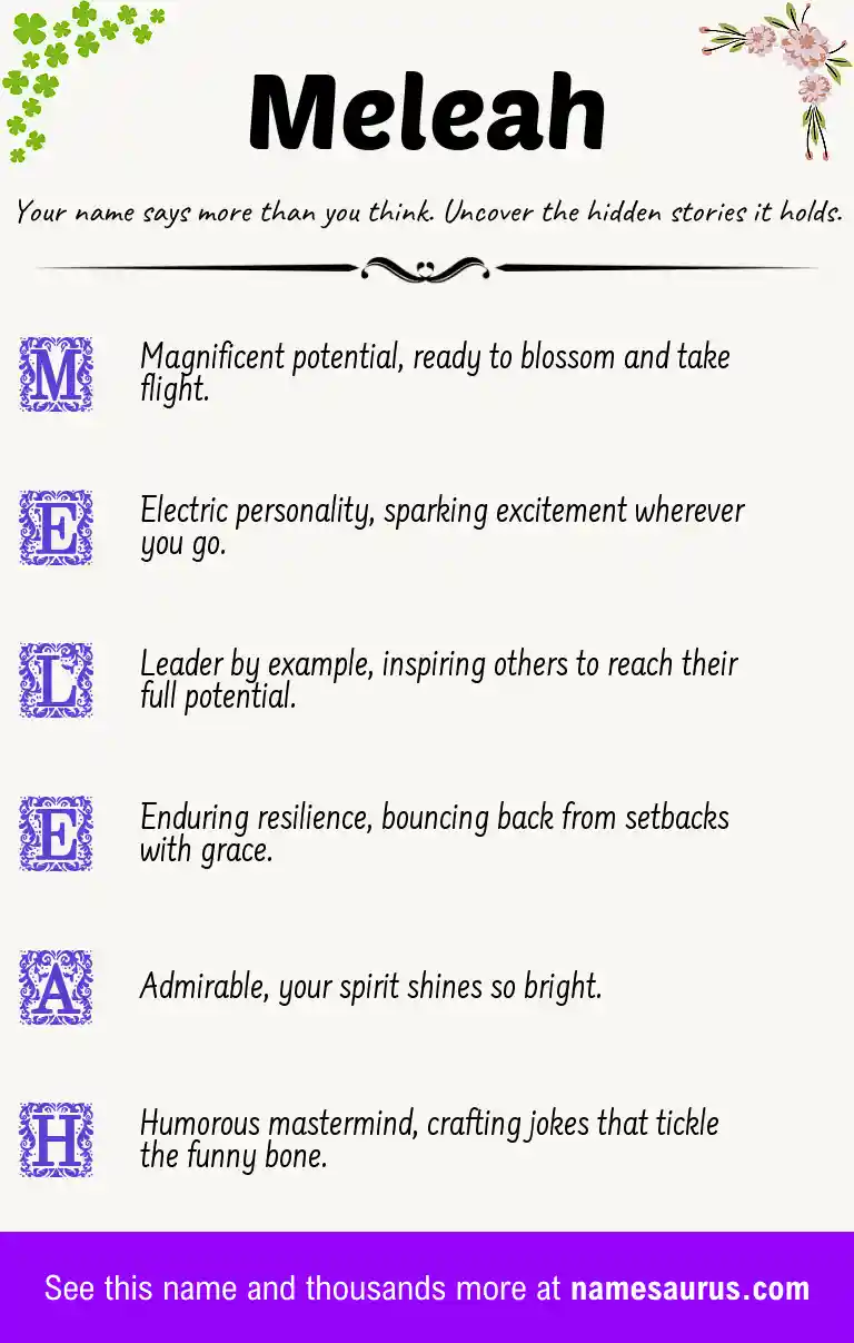 Acrostic poem about Meleah.