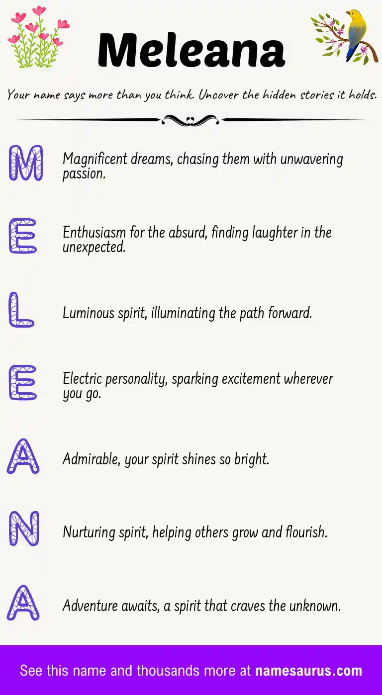 Acrostic poem about Meleana.