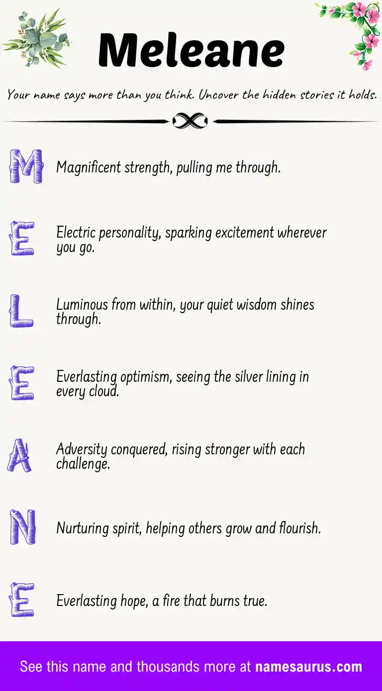 Acrostic poem about Meleane.