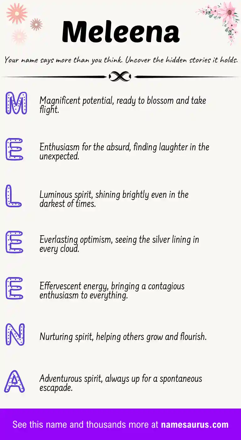 Acrostic poem about Meleena.
