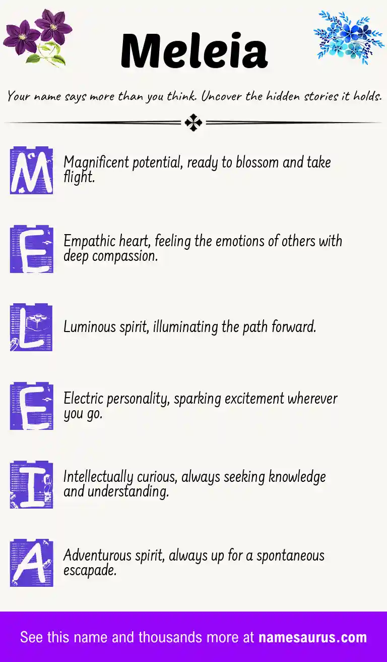 Acrostic poem about Meleia.