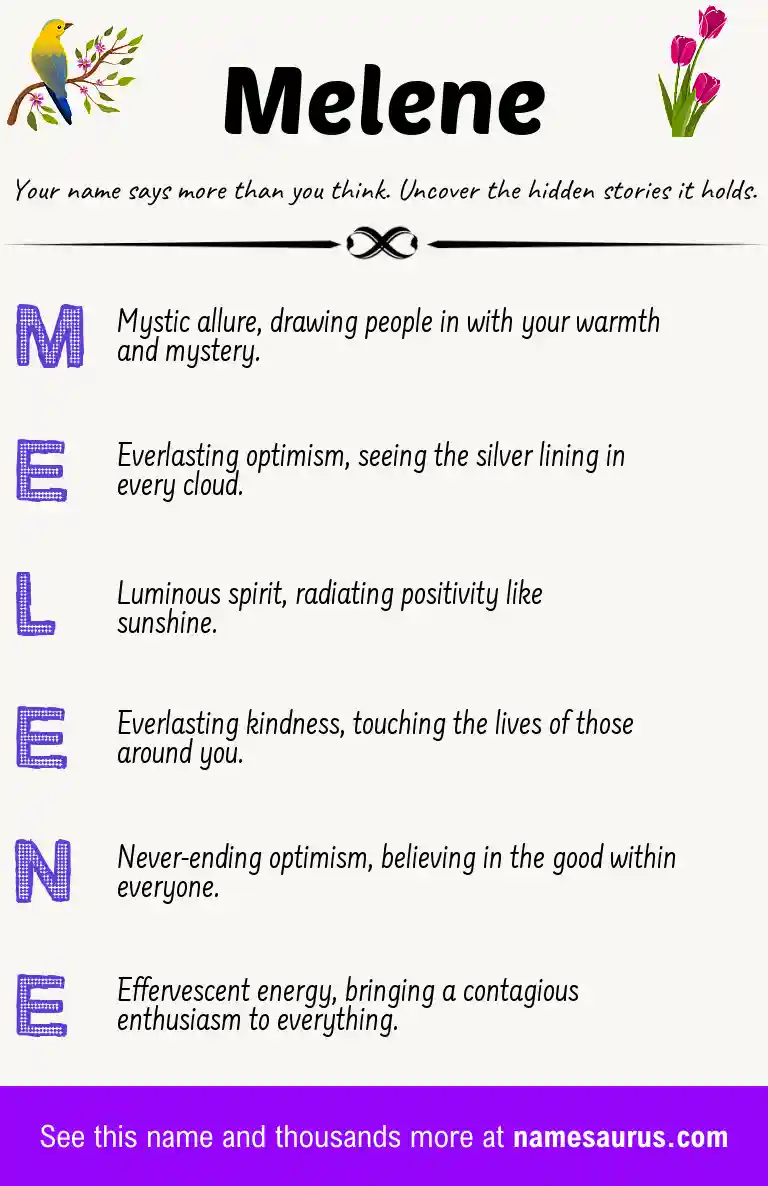 Acrostic poem about Melene.