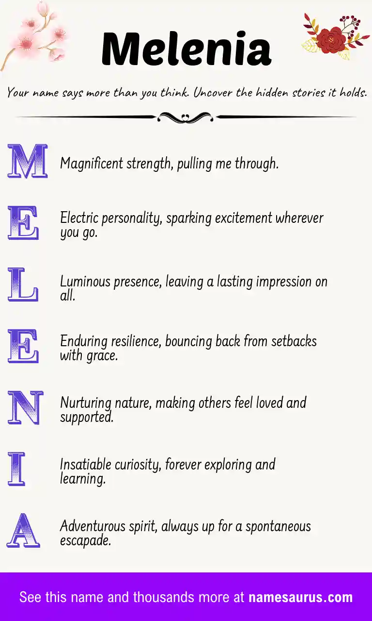 Acrostic poem about Melenia.