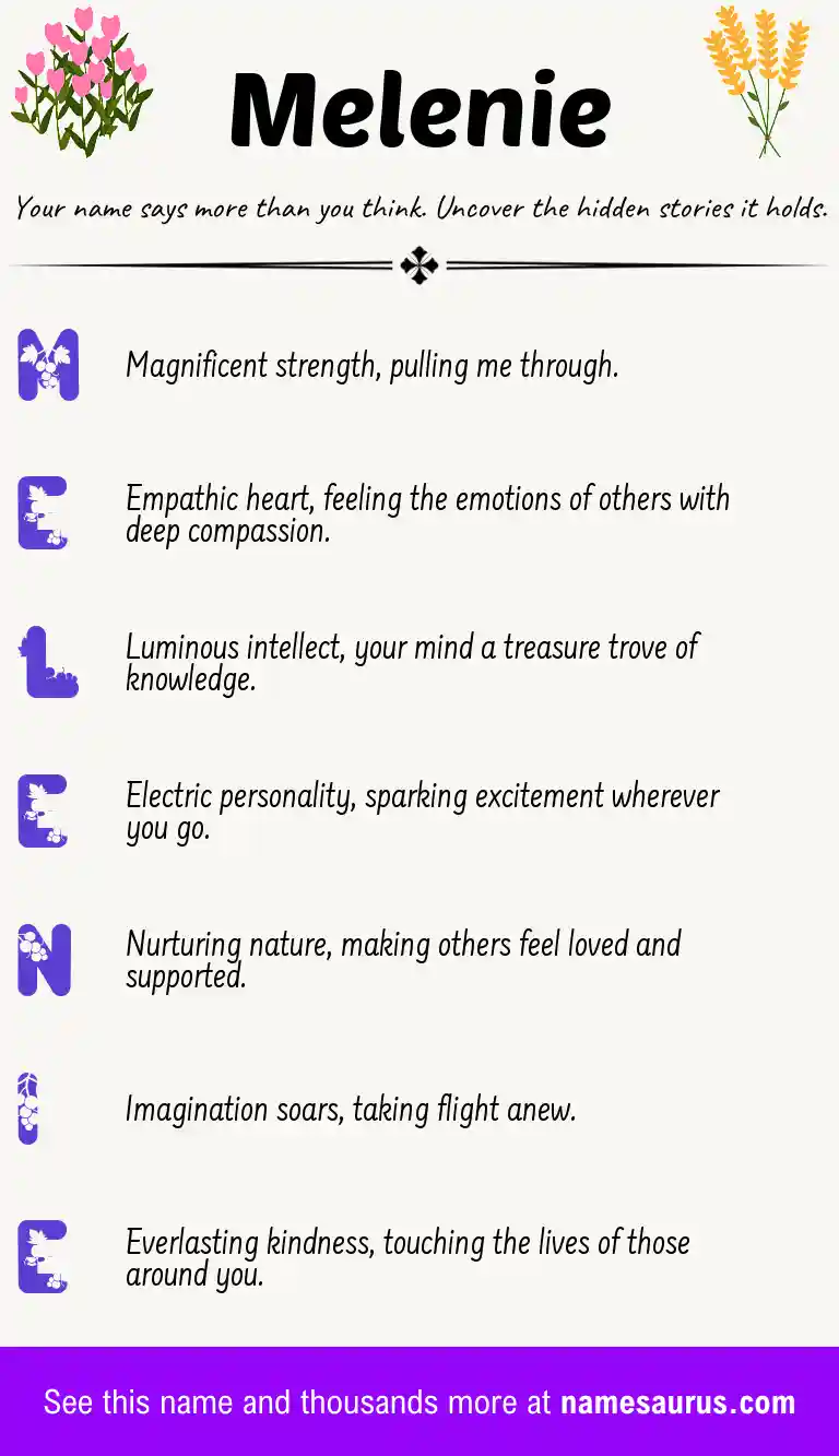 Acrostic poem about Melenie.
