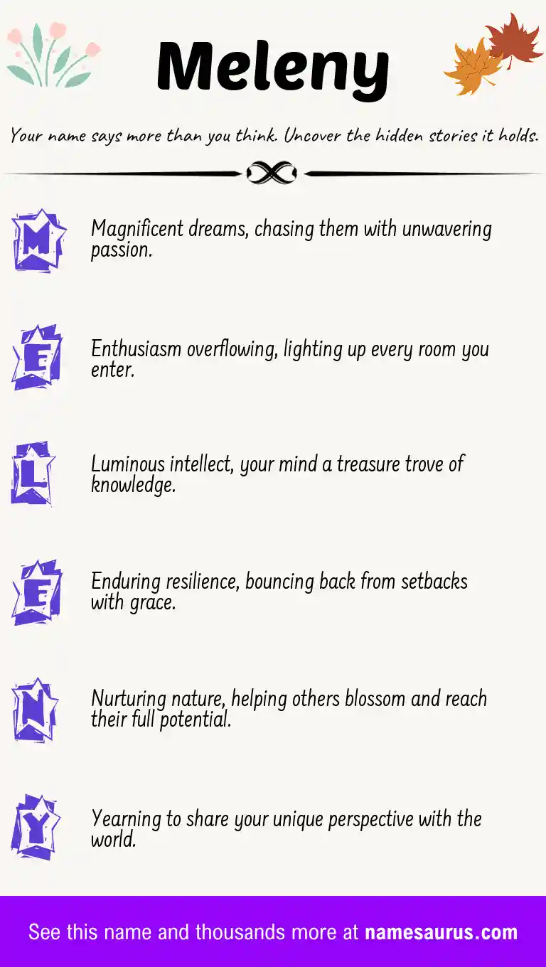 Acrostic poem about Meleny.