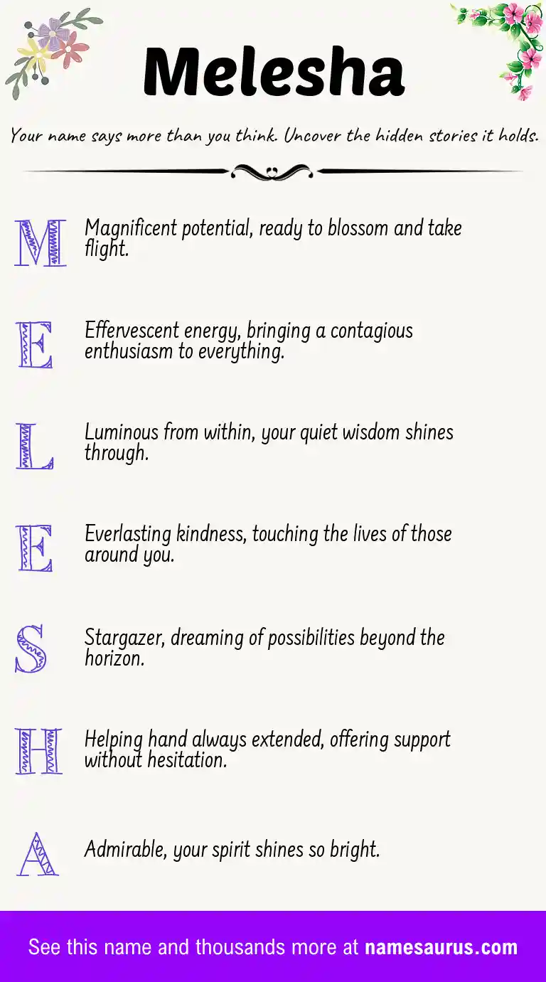 Acrostic poem about Melesha.