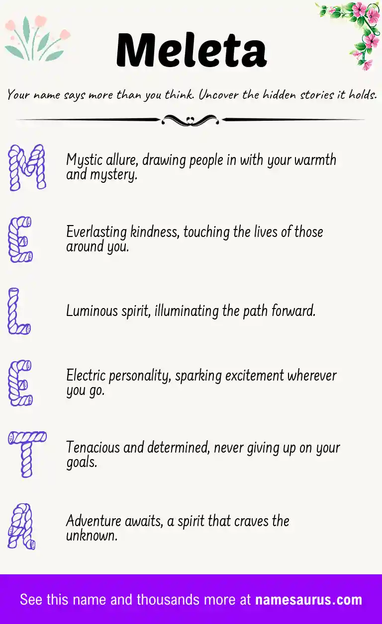 Acrostic poem about Meleta.