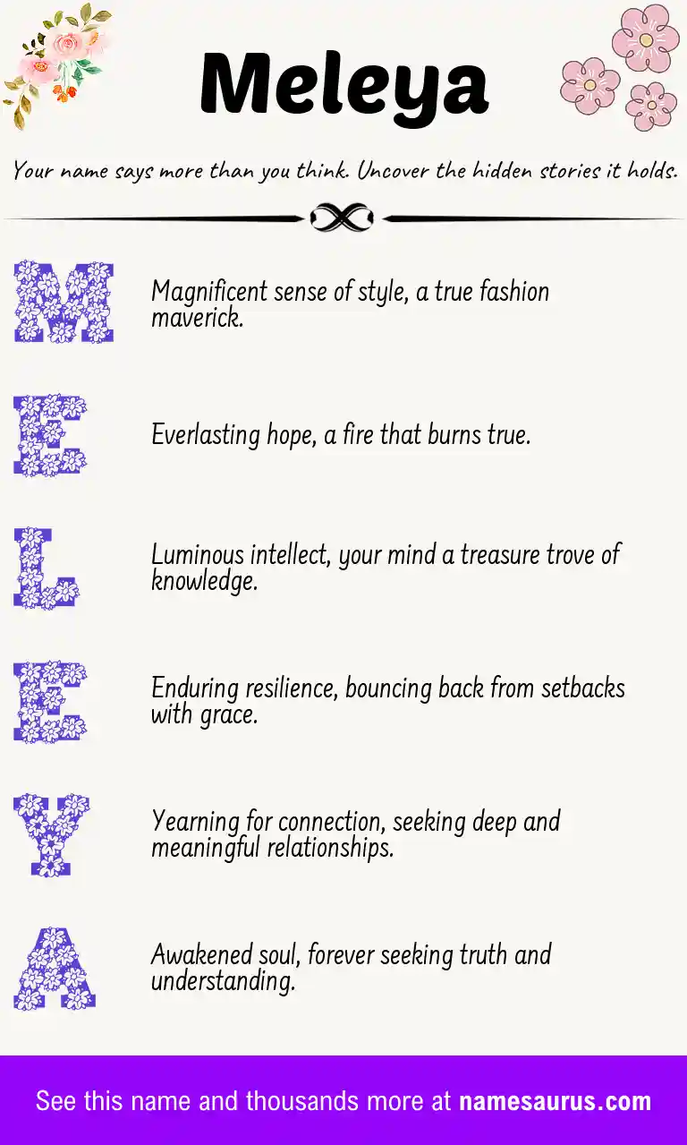 Acrostic poem about Meleya.