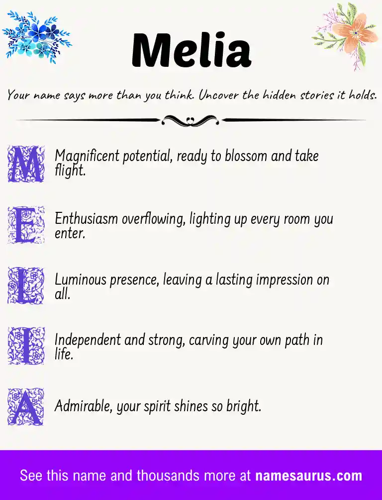 Acrostic poem about Melia.