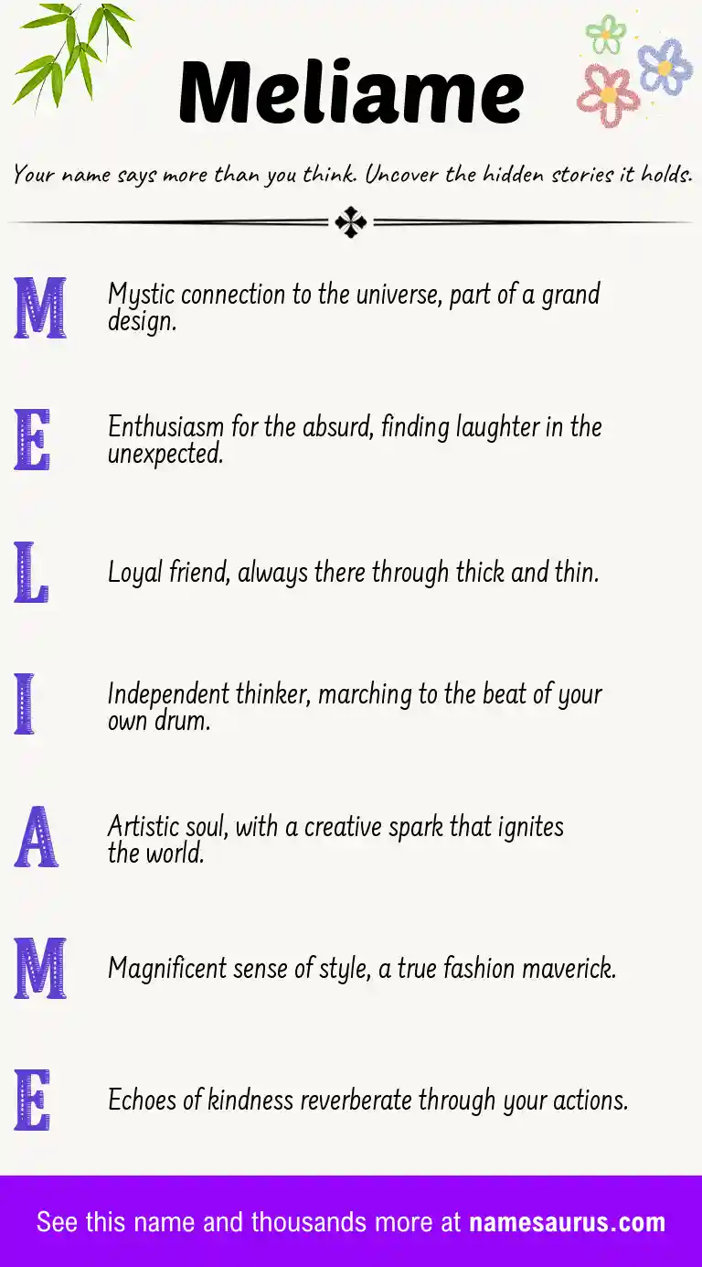 Acrostic poem about Meliame.