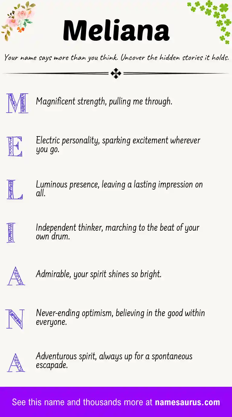 Acrostic poem about Meliana.