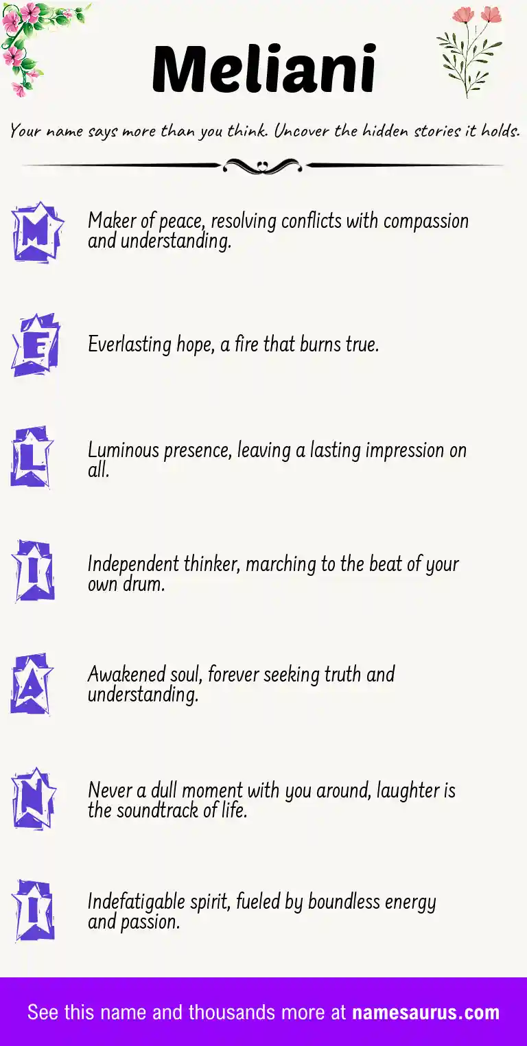 Acrostic poem about Meliani.