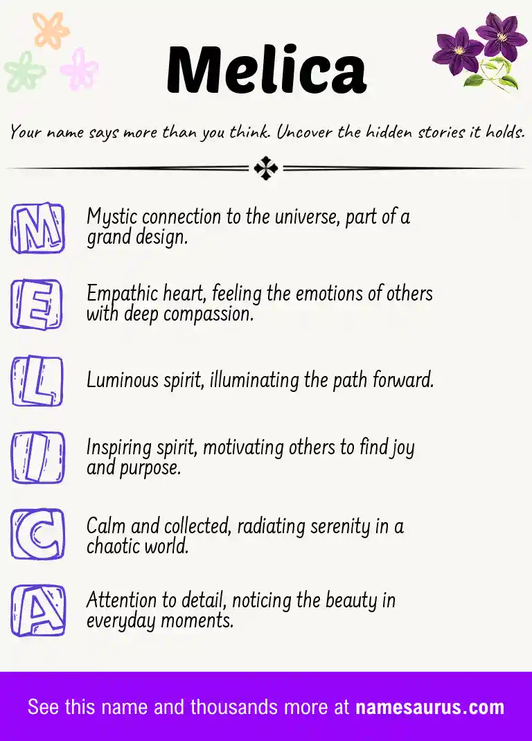 Acrostic poem about Melica.