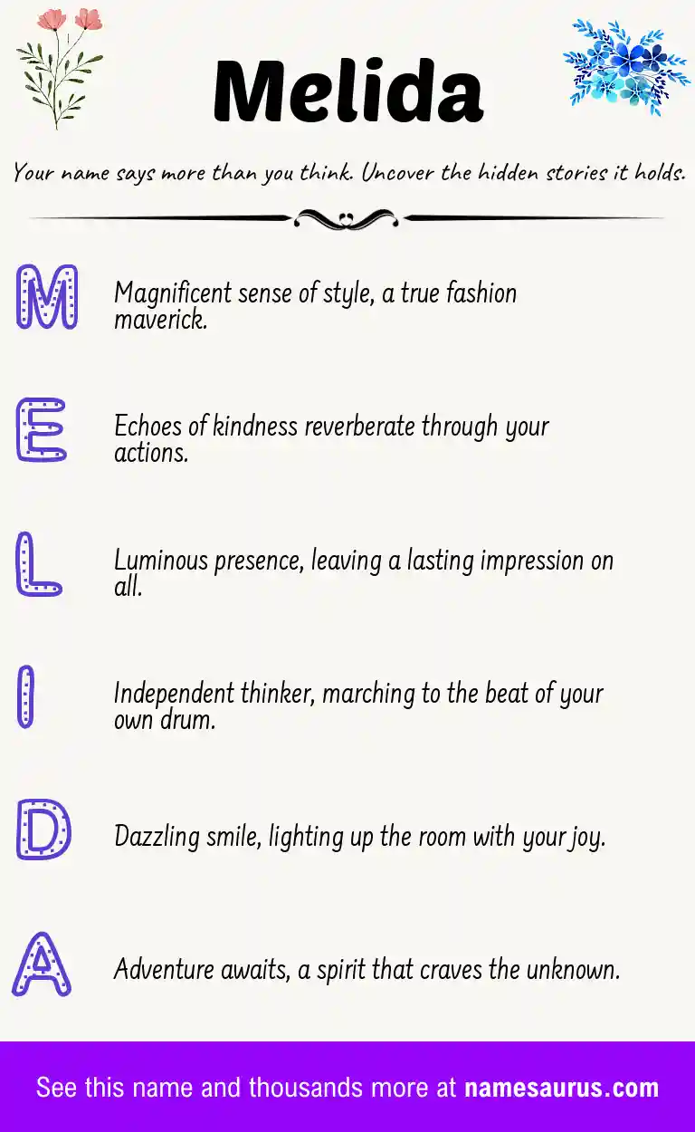 Acrostic poem about Melida.