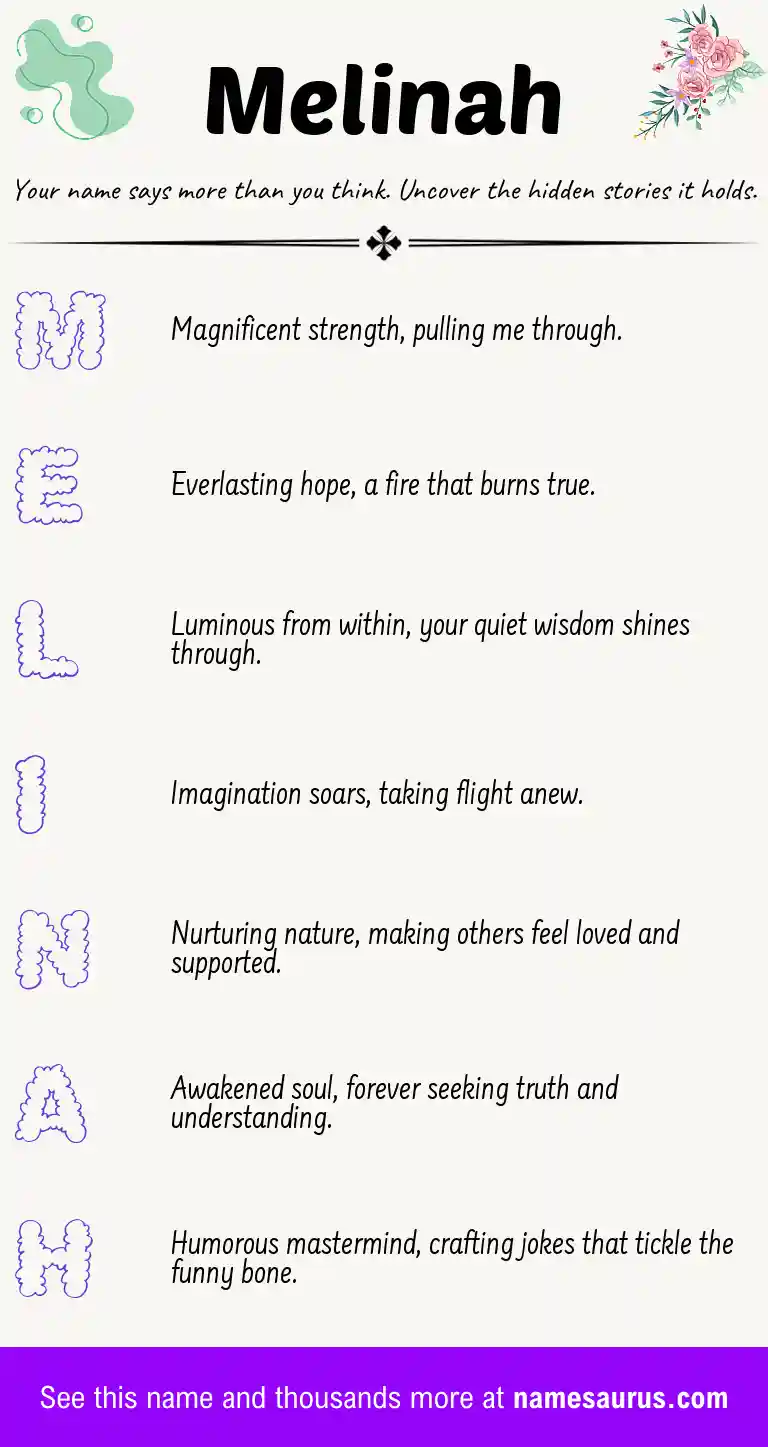 Acrostic poem about Melinah.
