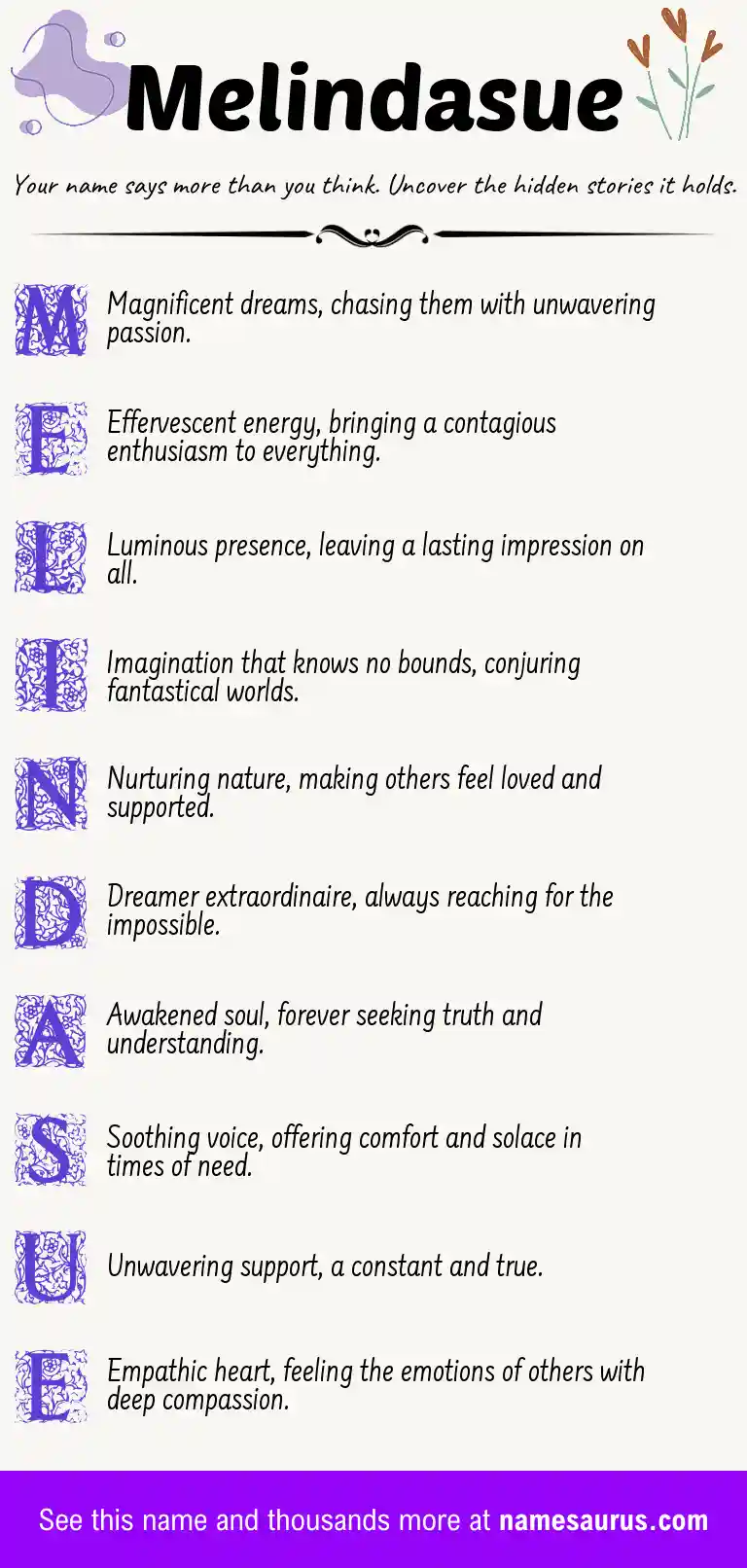 Acrostic poem about Melindasue.