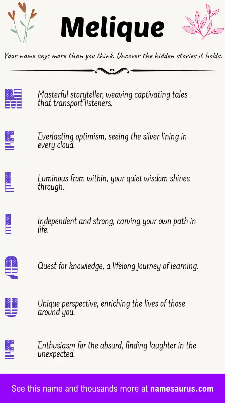 Acrostic poem about Melique.
