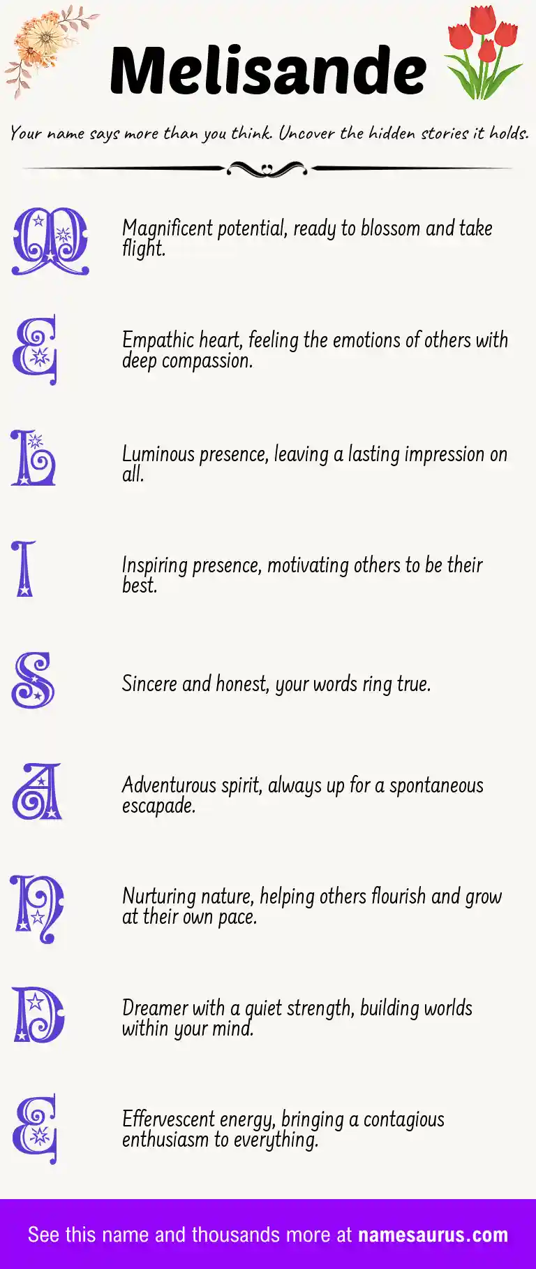Acrostic poem about Melisande.