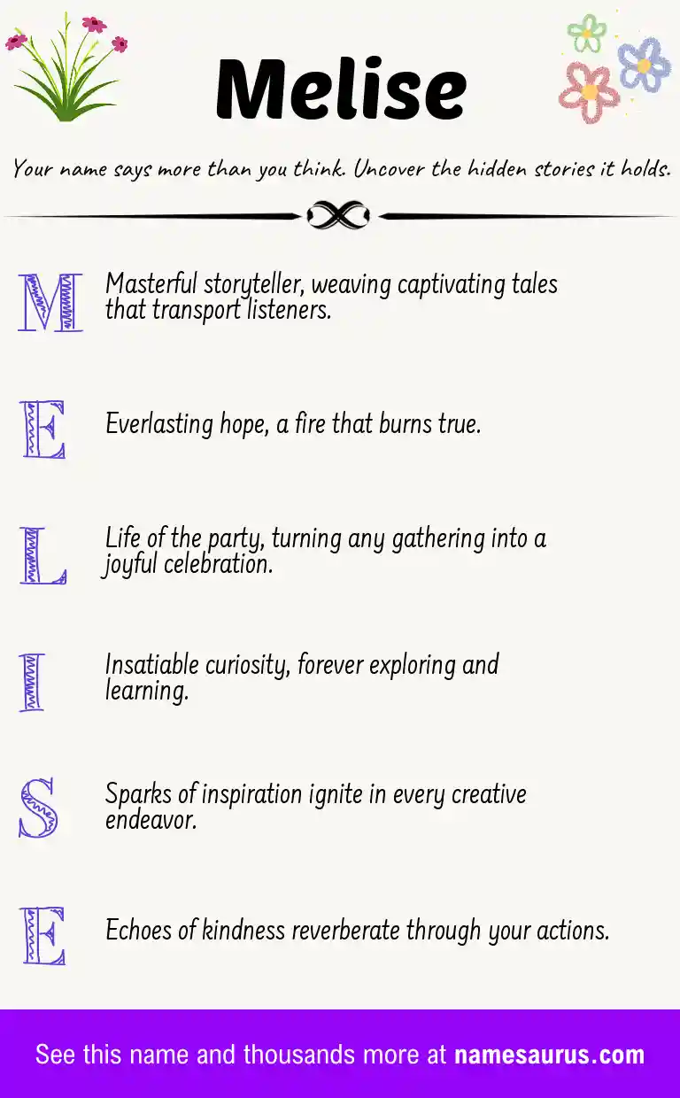 Acrostic poem about Melise.