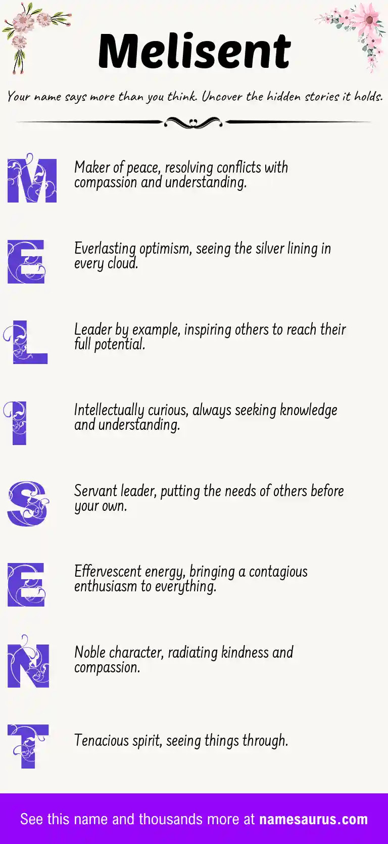 Acrostic poem about Melisent.