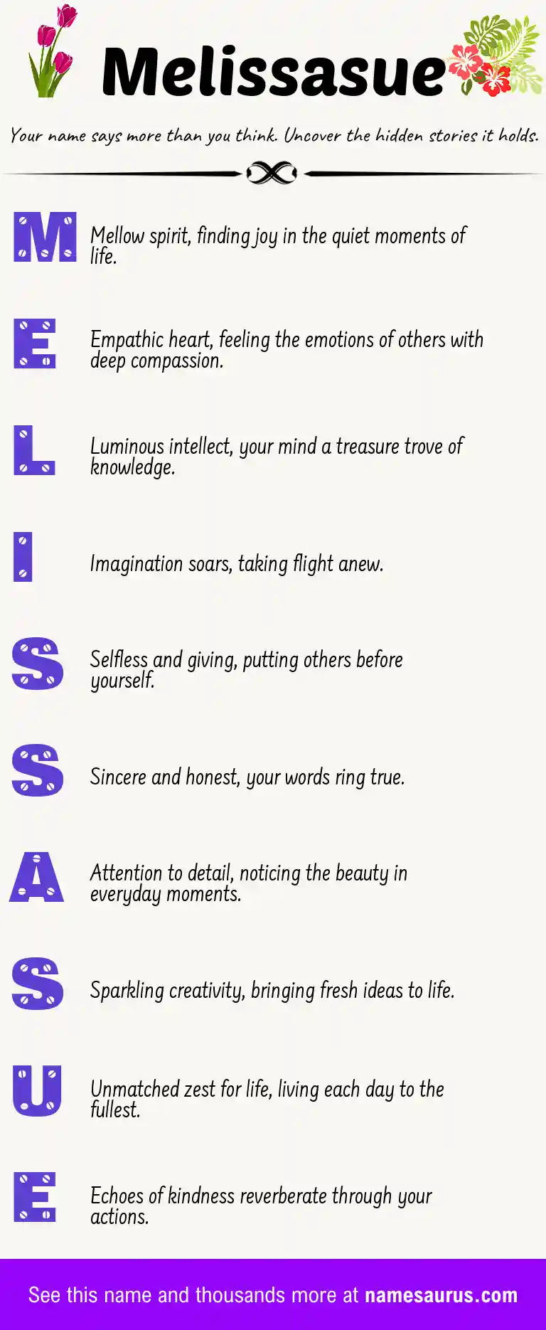 Acrostic poem about Melissasue.